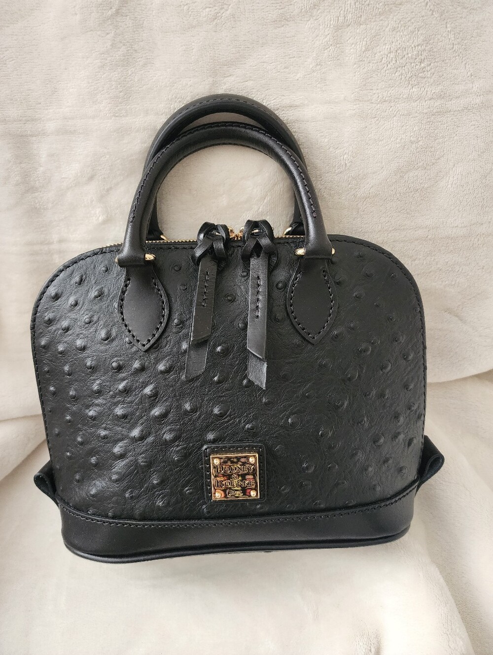 Dooney & Bourke Bitsy Bag Ostrich Embossed Black Leather